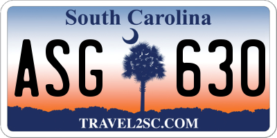 SC license plate ASG630