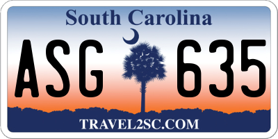 SC license plate ASG635