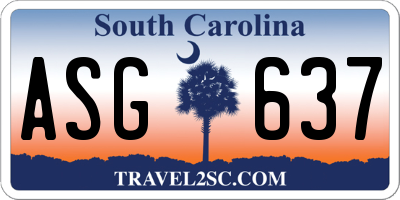 SC license plate ASG637