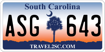 SC license plate ASG643
