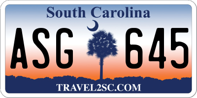 SC license plate ASG645