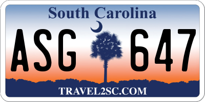 SC license plate ASG647
