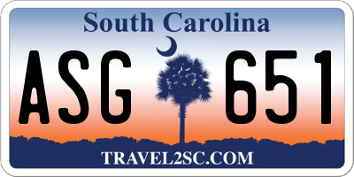 SC license plate ASG651