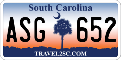 SC license plate ASG652