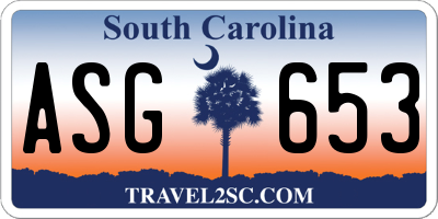 SC license plate ASG653