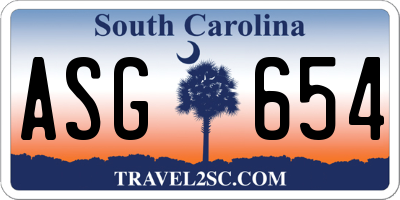 SC license plate ASG654