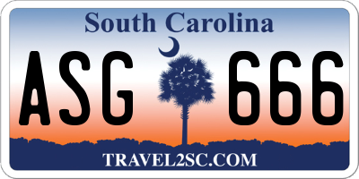 SC license plate ASG666