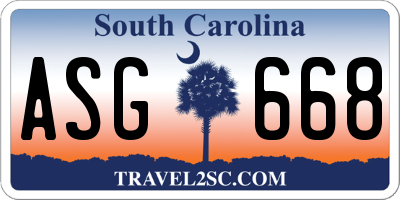 SC license plate ASG668