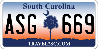 SC license plate ASG669