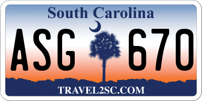 SC license plate ASG670