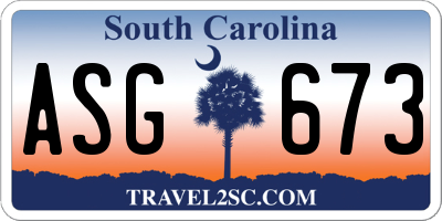SC license plate ASG673