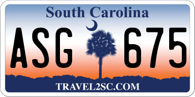 SC license plate ASG675