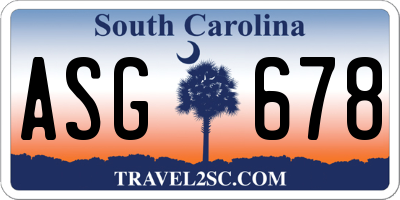 SC license plate ASG678