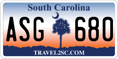 SC license plate ASG680