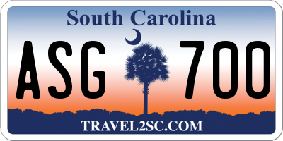 SC license plate ASG700