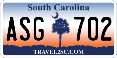 SC license plate ASG702
