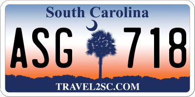 SC license plate ASG718