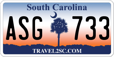 SC license plate ASG733