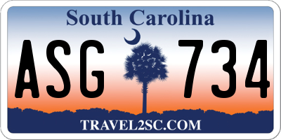 SC license plate ASG734