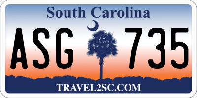 SC license plate ASG735