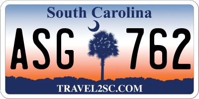 SC license plate ASG762