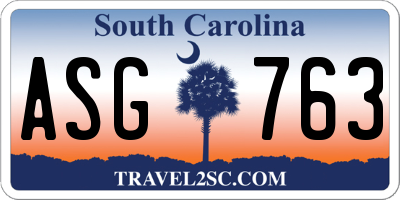 SC license plate ASG763
