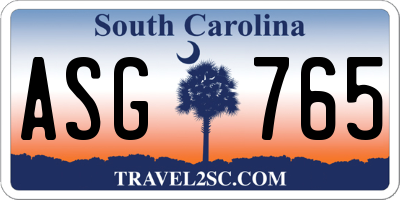 SC license plate ASG765