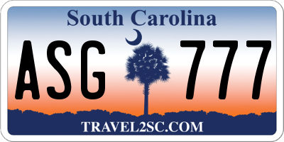 SC license plate ASG777