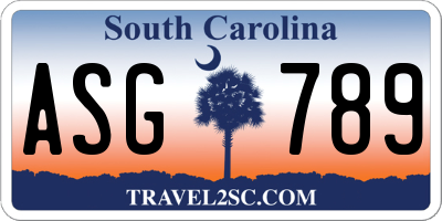 SC license plate ASG789