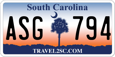 SC license plate ASG794