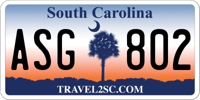 SC license plate ASG802