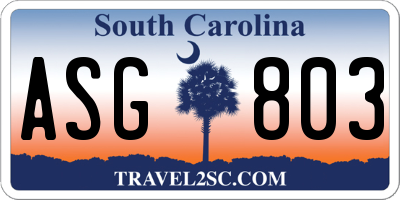 SC license plate ASG803