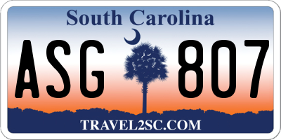 SC license plate ASG807