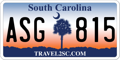 SC license plate ASG815