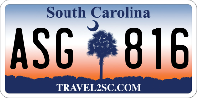 SC license plate ASG816