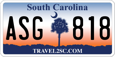 SC license plate ASG818