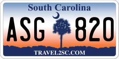 SC license plate ASG820