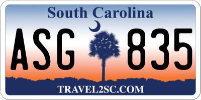 SC license plate ASG835
