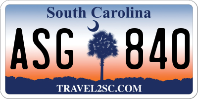 SC license plate ASG840