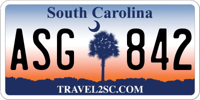SC license plate ASG842