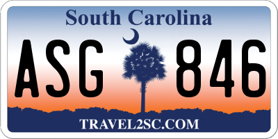 SC license plate ASG846