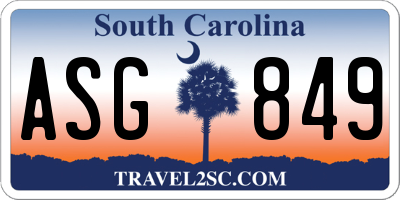 SC license plate ASG849
