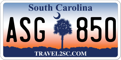 SC license plate ASG850