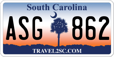 SC license plate ASG862