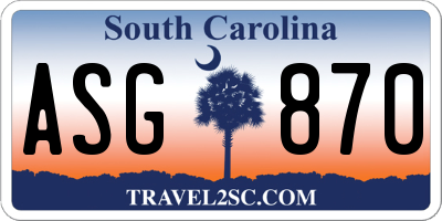 SC license plate ASG870
