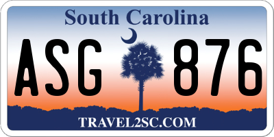 SC license plate ASG876