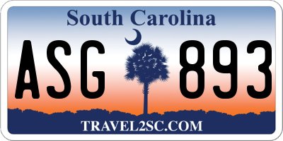 SC license plate ASG893