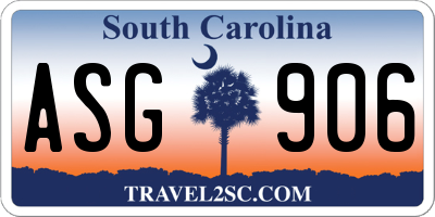 SC license plate ASG906