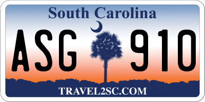 SC license plate ASG910