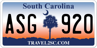SC license plate ASG920